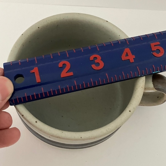 Horizon Otagiri Stoneware Round Soup Mug Blue and Brown Stripes - Picture 3 of 11